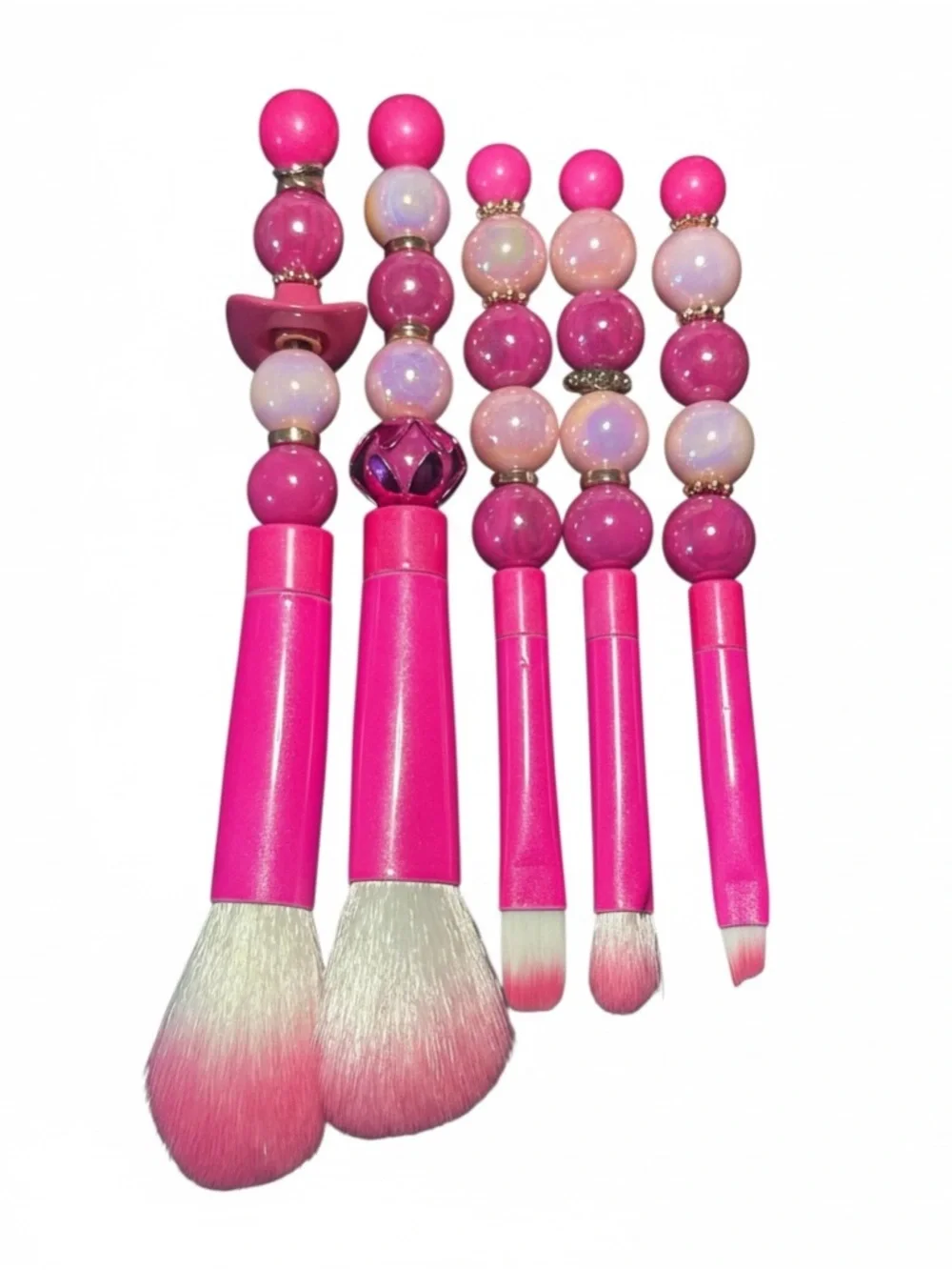 Pink Glam Beaded Makeup Brush Set – 5 Piece Statement Collection - Picture 4 of 4